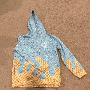 B101 Kids Blue & Yellow Ice Cream Drip Pullover Hoodie